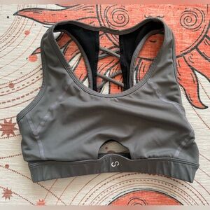 Charcoal Gray Sports Bra with Crisscross Back